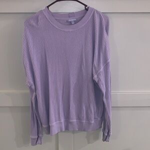 Florence Purple Long Sleeve Waffle Knit Top